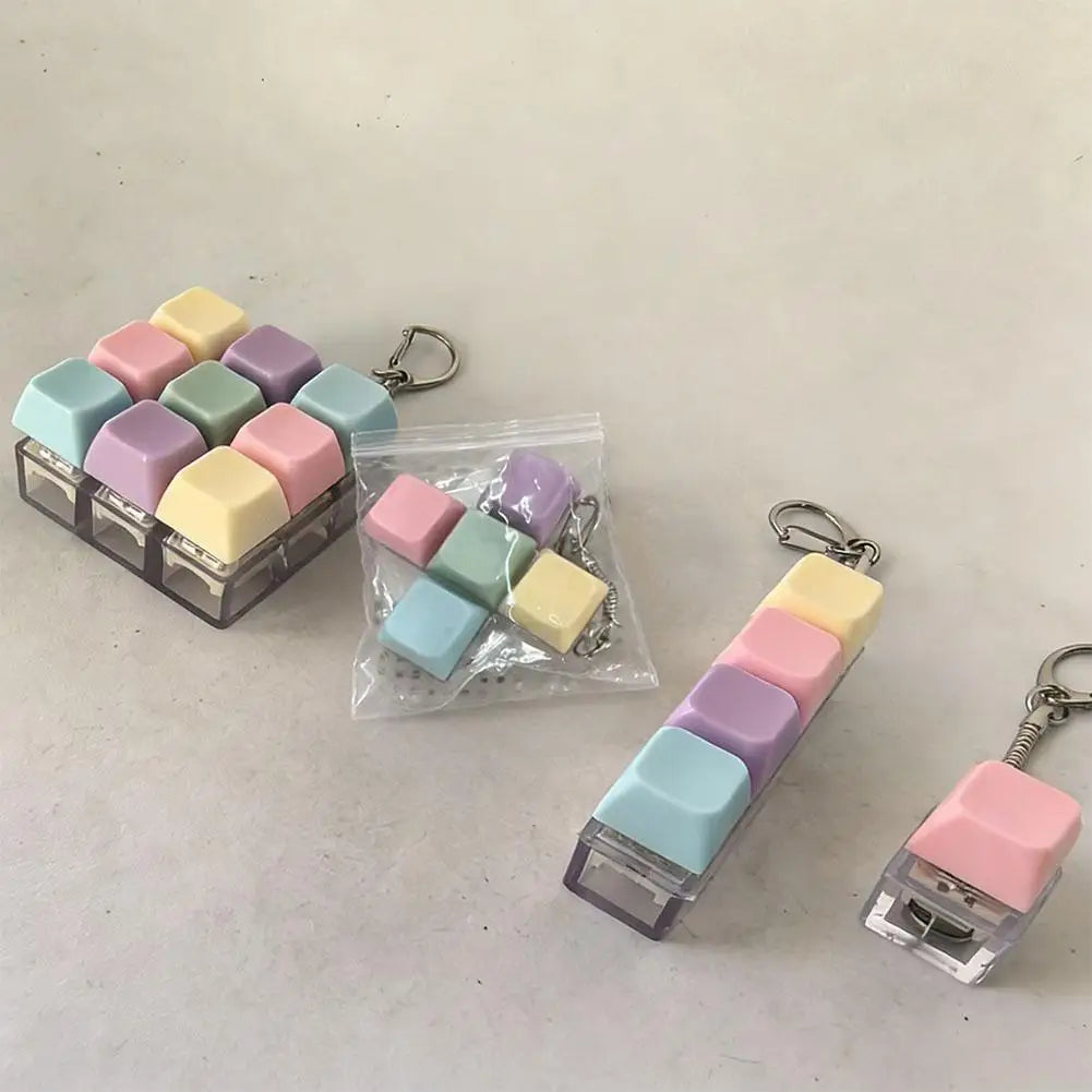 New upgrade 1/4/5/9 Button Keyboard Fidget Clicker Mechanical Keyboard Fidget Keychain